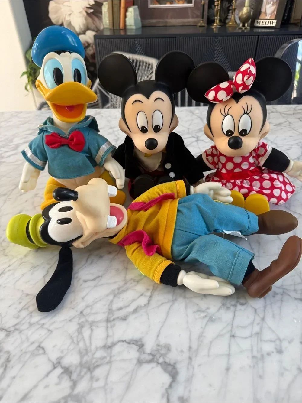 Vintage Disney Mickey Minnie Donald Goofy Rubber Plush Figures Walt